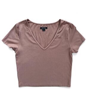 Brown V Neck Crop Top Women’s Medium